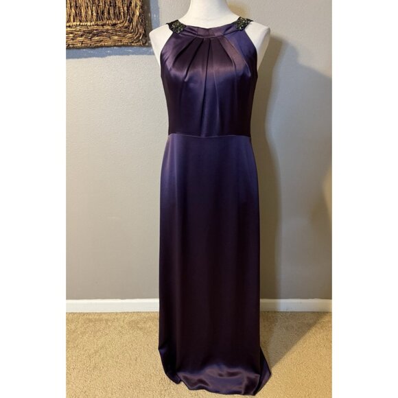 Vintage Y2K Vera Wang Long Formal Maxi Dress 10 Purple Silk Party Cruise Wedding - Picture 7 of 15